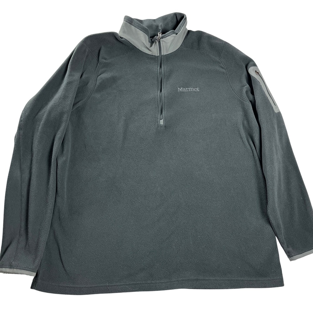 Marmot Polartec Fleece Pullover Gray Quarter Zip Relaxed Outdoor XXL